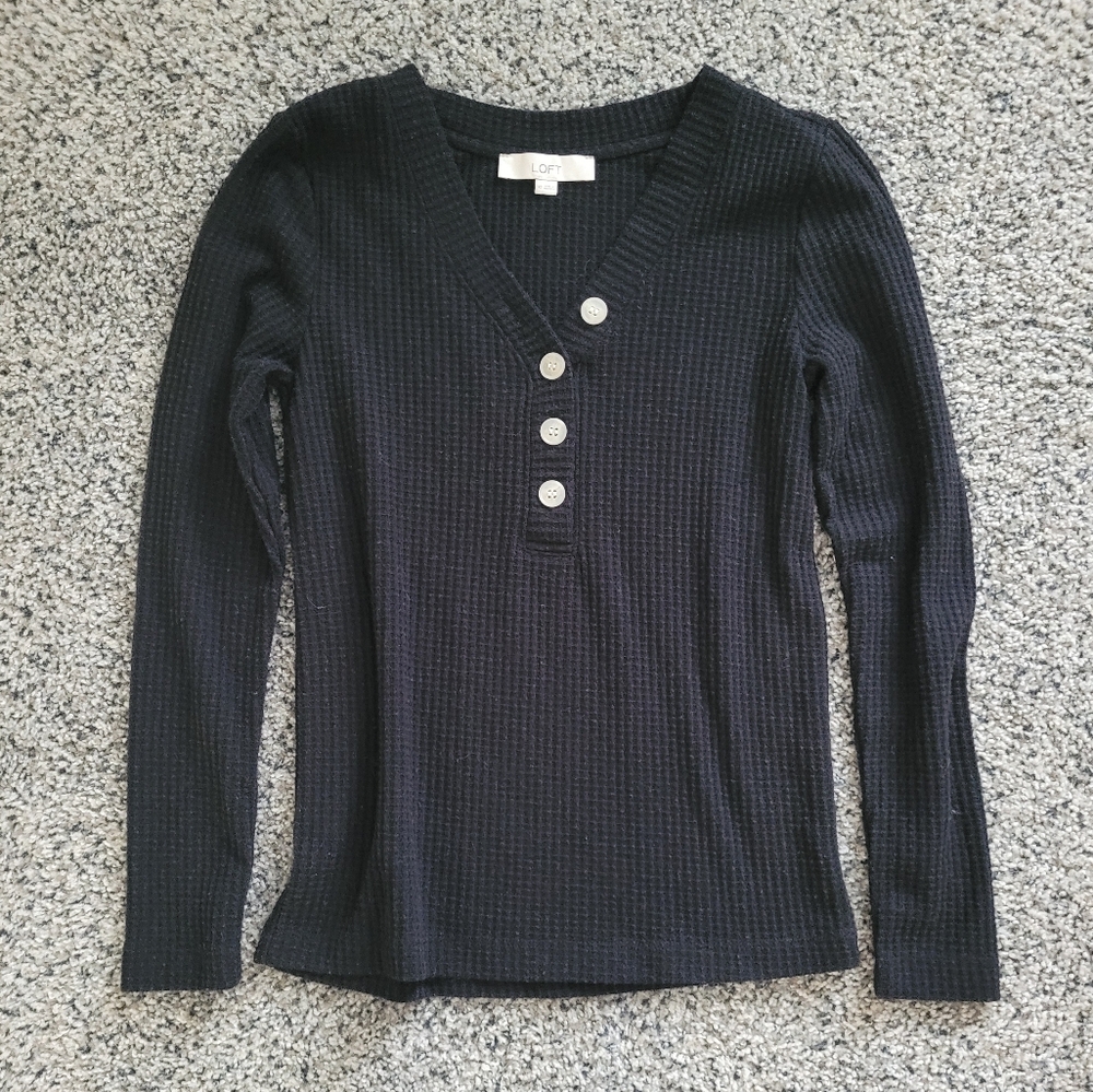 NEW LOFT Waffle Henley Tee